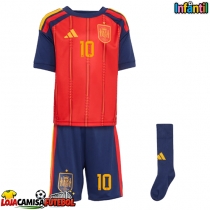Camisa de Futebol Espanha Dani Olmo #10 Equipamento Principal Infantil Mundo 2026 Manga Curta (+ Calças curtas)
